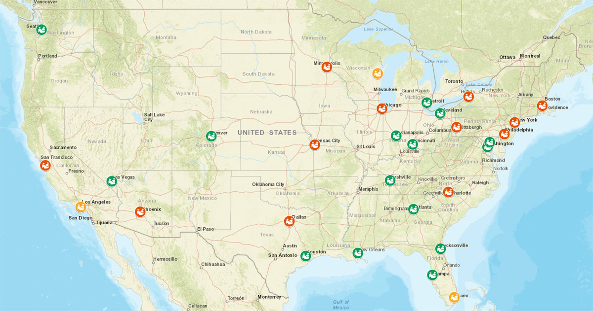 NFL stadiums located in Opportunity Zones