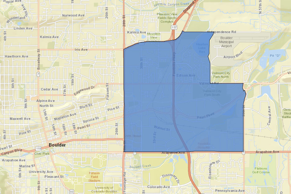 Map of Boulder, Colorado's opportunity zone