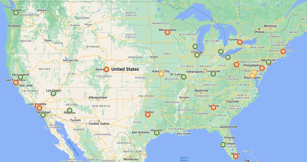 Major League Baseball stadiums located in Opportunity Zones